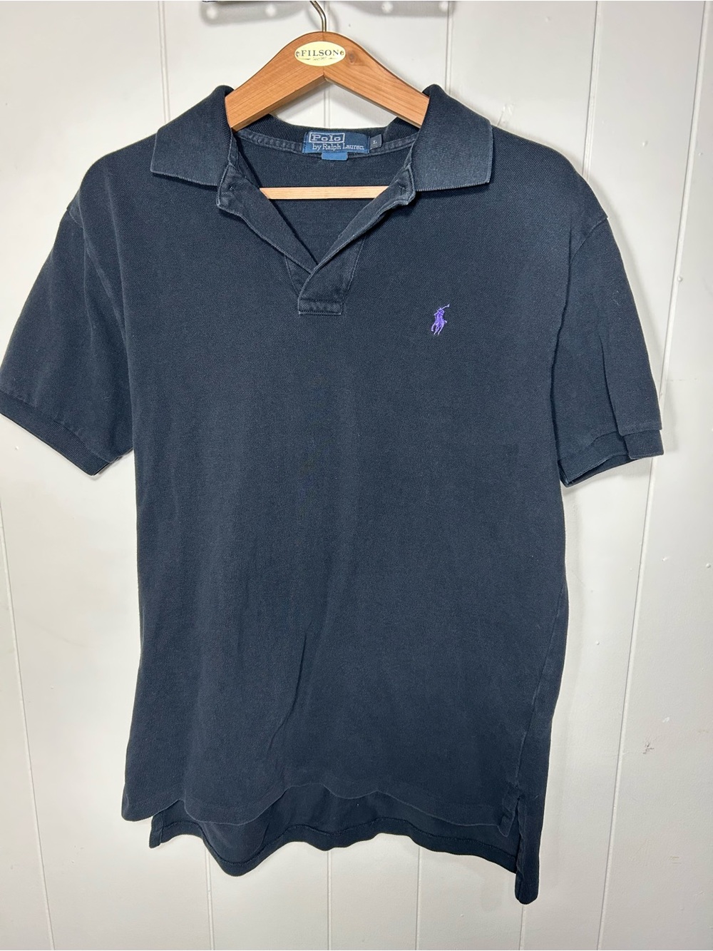 Ralph Lauren Black Polo with Purple Pony Logo